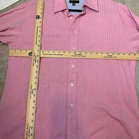 Ted Baker Mens Button Down Shirt Pink Stripe Spread Collar Pocket 16 1/2 32/33 - Picture 4 of 10